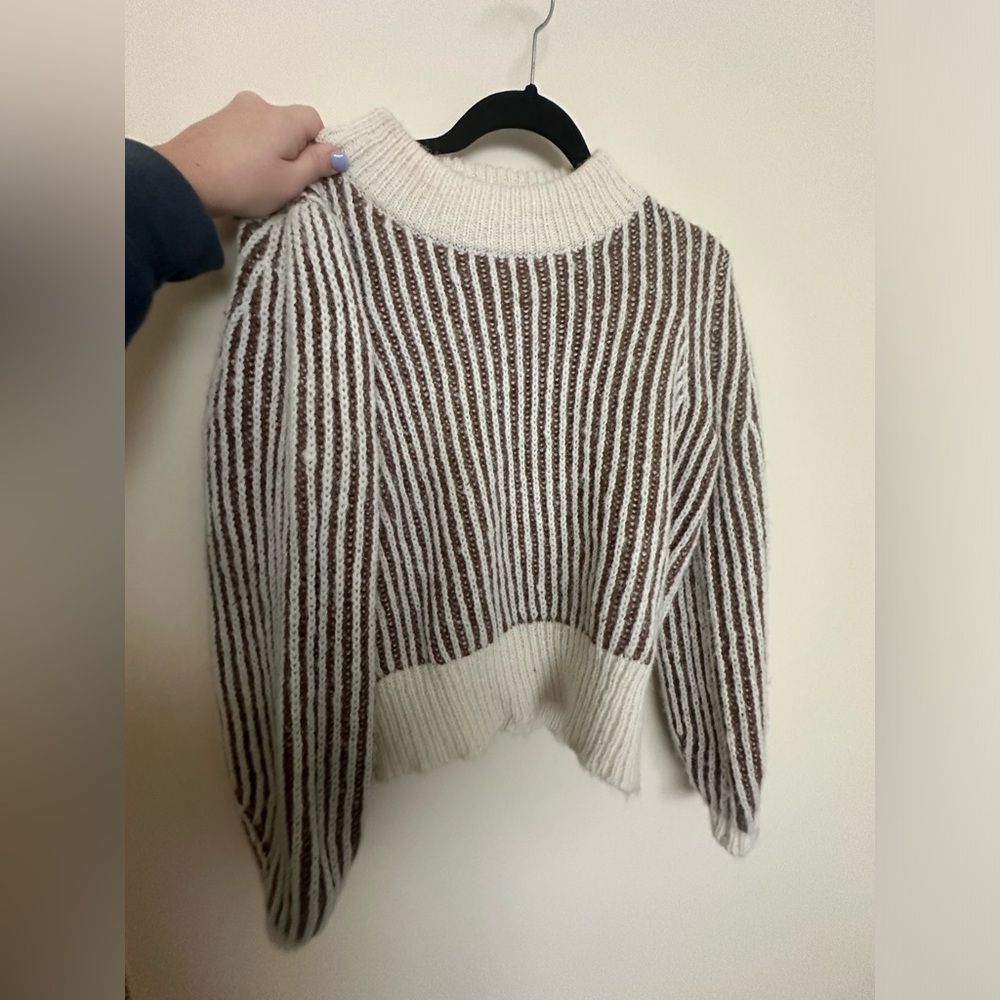 Brown and cream striped knit sweater from local boutique.